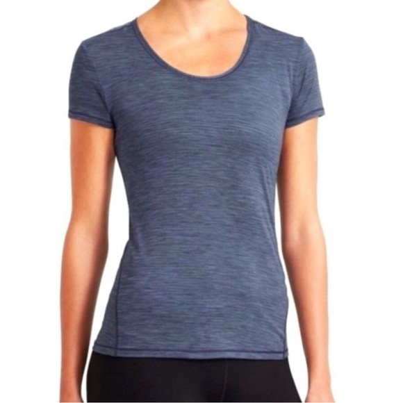 Athleta Tops - Athleta Shadow Stripe Chi Tee Gray Workout Athletic Short Sleeve Shirt 1X